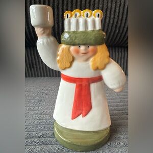 Goebel Lisa Larson Joyful Collection St Lucia 1987 Germany Vtg Girl Hold Candle